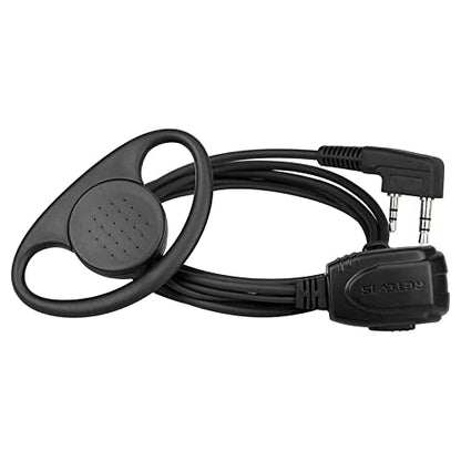 Retevis Walkie Talkie Earpiece with Mic, for RT22/RT68/RT21/H777/RT68H | D Shape, Double Wire, 2 Pin , Compatible with Pxton, Baofeng BF-888S, Kenwood Walkie Talkie, Two Way Radio Headset(10 Pack) - style: D Shape Earhook
