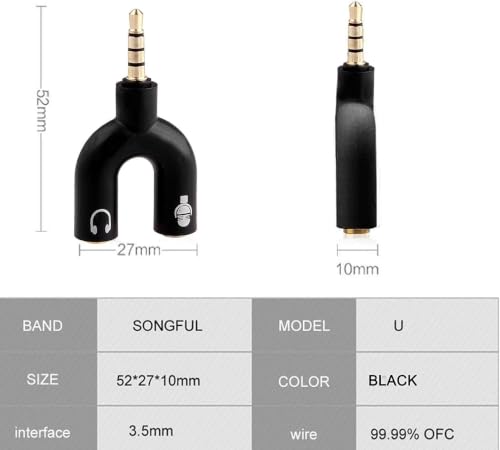 SaiTech IT 5 Pack 3.5mm Audio Jack to Headphone Microphone Splitter Converter Adaptor (Specially Design for Mobile and Tablet Only)