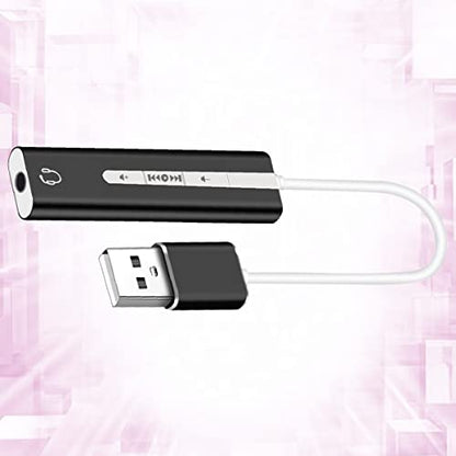 Hemoton 2pcs USB External Sound Card Surround Sound for Microphone and Earphone Volume for Computer Use Black
