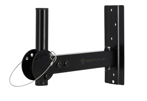 Rockville RPW30 Wall Mount Brackets for PA Speakers with Safety Cable, 35mm, Swivel & Tilt, Heavy Duty, (Pair) | Heavy Duty Steel, 110 lb Capacity Each, Horizontal and Vertical Tilt, Includes Mounting Hardware, for PA Speaker Installation - style: Tilt an