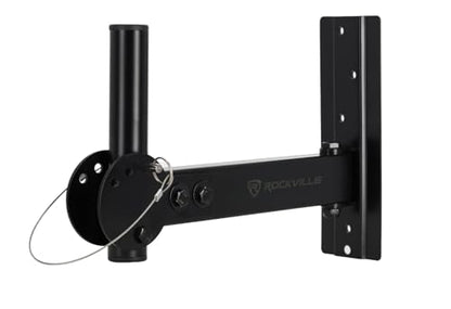 Rockville RPW30 Wall Mount Brackets for PA Speakers with Safety Cable, 35mm, Swivel & Tilt, Heavy Duty, (Pair) | Heavy Duty Steel, 110 lb Capacity Each, Horizontal and Vertical Tilt, Includes Mounting Hardware, for PA Speaker Installation - style: Tilt an