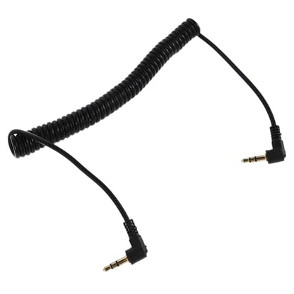 Coiled 3.5mm Male to Male Stereo Aux Cable with Right Angle Connectors Retractable Spring Audio Cord for Headphones and Smartphones