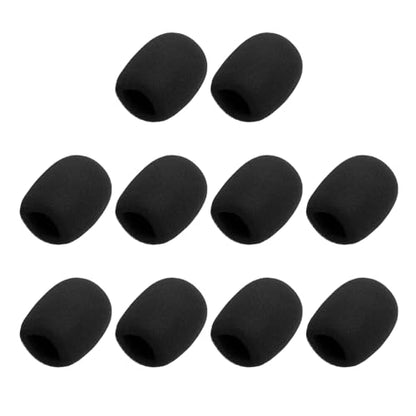 MECCANIXITY 10pcs Microphone Foam Covers, 40mm (1.57") ID 10mm (0.39") Thickness Microphone Windscreen Foam Cover for Most Handheld Microphones, Black - color: Black