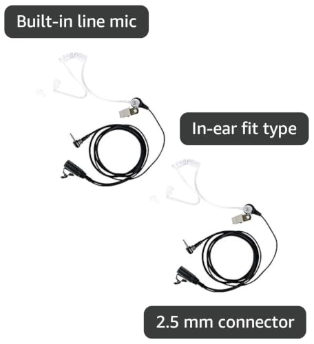 Caroo Walkie Talkie 2.5mm Earpiece,2 Pack 1 Pin Covert Acoustic Tube Earpieces Headset with PTT Mic for Motorola Talkabout MH230R MR350R T200 T200TP T260 T260TP T600 MT350R Two Way Radio