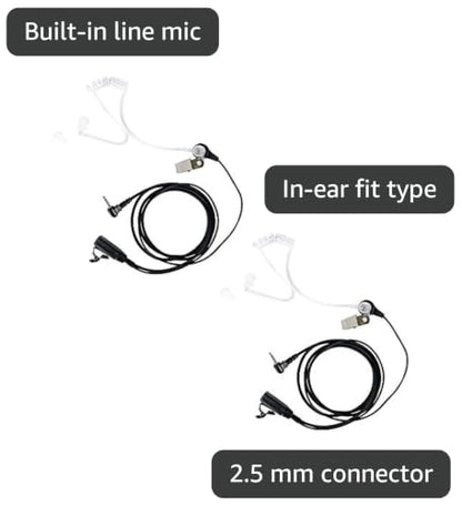 Caroo Walkie Talkie 2.5mm Earpiece,2 Pack 1 Pin Covert Acoustic Tube Earpieces Headset with PTT Mic for Motorola Talkabout MH230R MR350R T200 T200TP T260 T260TP T600 MT350R Two Way Radio