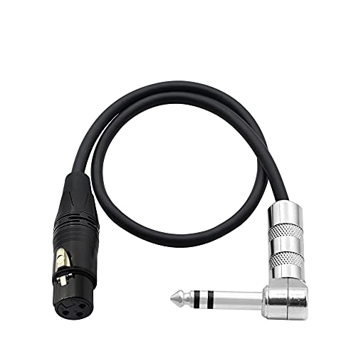 1/4 to XLR Cable 90 Degree Right Angle 6.35 mm TRS Male Plug to XLR Female Jack Audio Stereo Microphone Cable for Speakers, Stage, DJ and More（50cm）