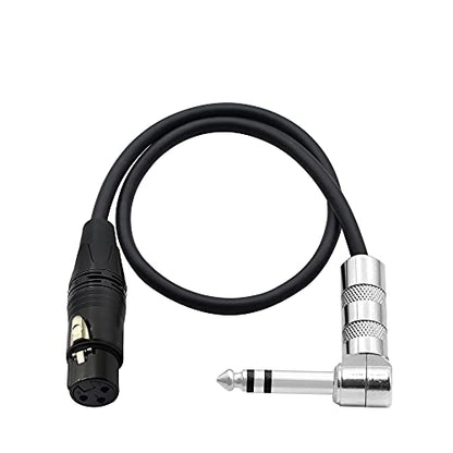 1/4 to XLR Cable 90 Degree Right Angle 6.35 mm TRS Male Plug to XLR Female Jack Audio Stereo Microphone Cable for Speakers, Stage, DJ and More（50cm）