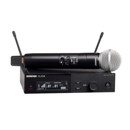 Shure SLXD24/SM58 Digital Wireless Microphone System - Includes SLXD2 Handheld Transmitter with SM58 Vocal Mic Capsule and SLXD4 Single Channel Rack Mount Receiver | G58 Band (SLXD24/SM58-G58) - style: Single Channel