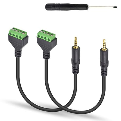 Poyiccot 3.5mm Screw Terminal Block Cable, 2Pack 3.5mm to Speaker Wire Adapter Cable (1/8inch) TRRS Stereo Male to 4 Pin/Way Female Bolt Screw AV Headphone Adapter Cable(30cm) - size: 3.5mm trrs cable 30cm