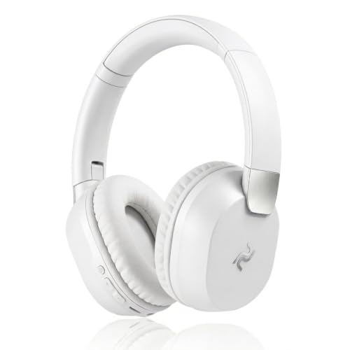 PDBEAM Wireless Foldable Bluetooth Over Ear Headphones with Mic, Micro SD Card Playback, 25H Playtime, 120H Standby, FM Radio, Lightweight for Travel, Work, Gym or Yoga - color: Gray (White / Silver)