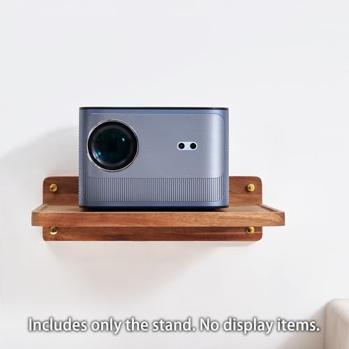 Acacia Wood Projector Shelf for Wall Mount, 14.2" x 11" Floating Shelf & Rack Holder for Router, Modem, Cable Box, Compatible with Gaming Consoles