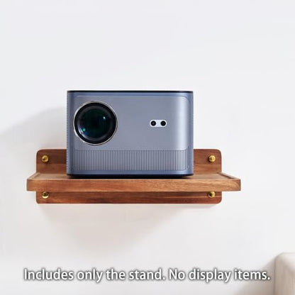 Acacia Wood Projector Shelf for Wall Mount, 14.2" x 11" Floating Shelf & Rack Holder for Router, Modem, Cable Box, Compatible with Gaming Consoles