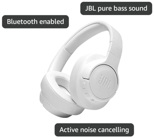 JBL Tune 760NC - Lightweight, Foldable Over-Ear Wireless Headphones with Active Noise Cancellation - White (Renewed) - color: White