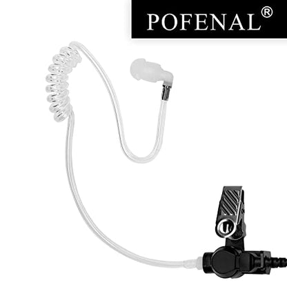 RDM2070D 2-Wire Surveillance Earpiece for Motorola Walkie Talkies (CLS1410/CP200/GP2000) & Bearcom Radios - Walkie Talkie Radio Headset with Big PTT Mic & 2-Pin Acoustic Tube(1 Pack) - size: 1 pack (Transparent Tube)
