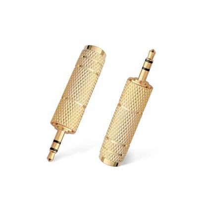 Nadadora 3.5mm Male to 6.35mm Female Stereo Headphone Adapter, 1/8 to 1/4 Audio Jack Converter for Headphones, Guitar Amp, Speaker, Mixer, 2 Pack