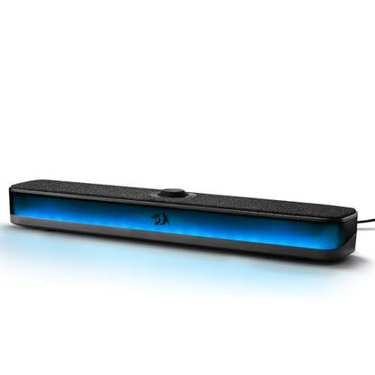Redragon GS515 RGB Desktop Soundbar, 2.0 Stereo Enhanced Sound, BT 5.3 | 6 Dynamic Lighting Effects, Wireless & Wired Connectivity, Compact Design,Plug & Play USB Powered PC Gaming Speaker - color: Black