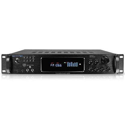 1500 Watt Bluetooth Home Stereo Amplifier, Digital Hybrid Multi Channel | Preamp, Tuner with USB and SD Inputs, 2 Mic Inputs, AM/FM digital tuner, Wireless Remote, Bass & Treble Controls