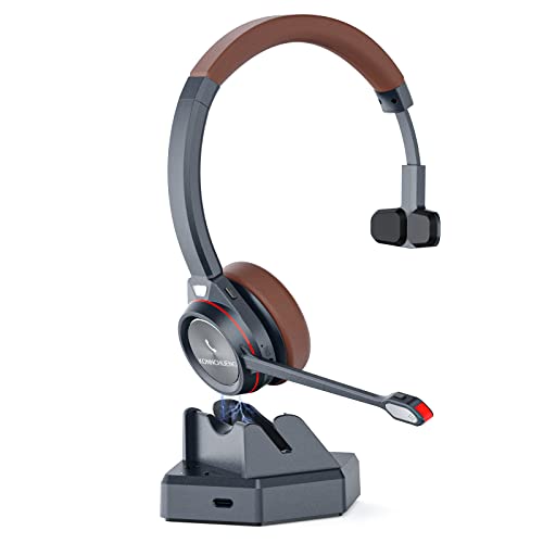Wireless Headset with Microphone Noise Canceling for Laptop PC Computer | Bluetooth Headphone, Call Center Office, Single Ear, Built-in Bluetooth Dongle, Work with UC Softphones Ms Teams, Zoom, Webex - style: Mono