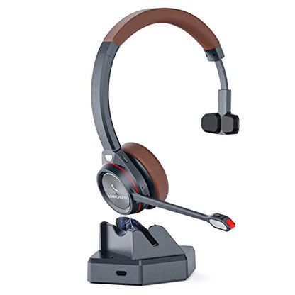 Wireless Headset with Microphone Noise Canceling for Laptop PC Computer | Bluetooth Headphone, Call Center Office, Single Ear, Built-in Bluetooth Dongle, Work with UC Softphones Ms Teams, Zoom, Webex - style: Mono