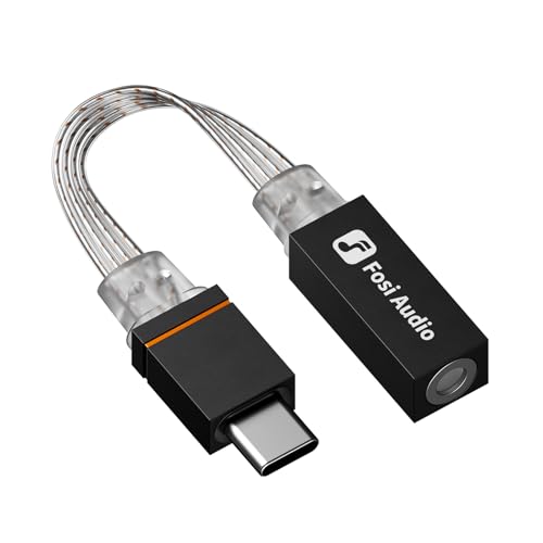Fosi Audio D2 USB C to 3.5mm Audio Adapter Dongle, DAC Amp for IM4 Wired IEM Earbuds, Headphone Jack Adapter with Mic Support, Type C Male to 3.5mm Female, 32bit/384kHz