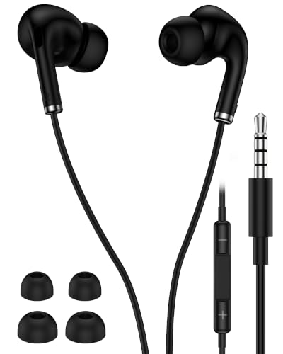 Samsung Earbuds Wired, 3.5mm Headphones with Mic, in-Ear Ear Buds for Apple | in-Ear Earphones Earpods for Galaxy S10 S9 S8 A14 A15, 3.5mm Headphones for iPhone/iPad/iPod/Android/Laptop/MP3/MP4/Switch - color: Black