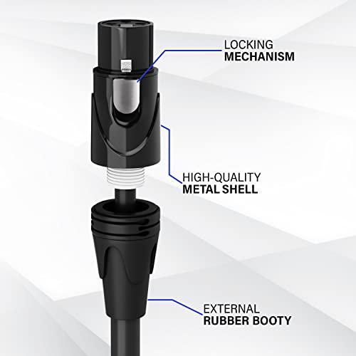 LyxPro 3 ft XLR Mic Cable, Right-Angle Male to Female, Black - color: Black, size: 3 Feet Angled Male