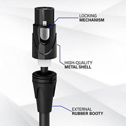 LyxPro 3 ft XLR Mic Cable, Right-Angle Male to Female, Black - color: Black, size: 3 Feet Angled Male