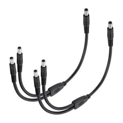 CENSHI 2-Pack 12V/24V DC Power Splitter Cable 5.5x2.5mm 1 Male to 2 Male | 1Ft 18AWG Pure Copper DC5525 Y Splitter Cord, for LED Light Strips, Router, CCTV Camera, Solar Monitor - size: 1 Male to 2 Male