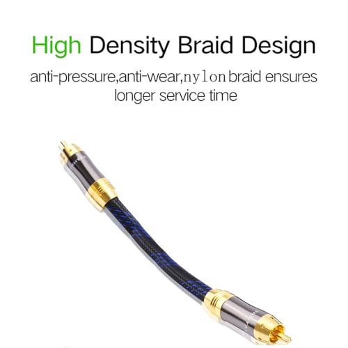 Dual Shielded (OD 8.0mm) RCA Male to RCA Male subwoofer Cable RCA Jumpers Patch Cable (1 Feet) - size: 1 Feet