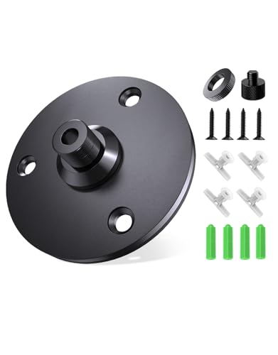 Mic Flange Mount with Anti-Slip Pad, 5/8" Male Thread, Mount on Table/Wall | For 5/8 Gooseneck, Versatile Mount for Podium, Church, Home Studio DIY, Sturdy Metal Build with Rubber Pad, Compact Design - size: 1 Pc