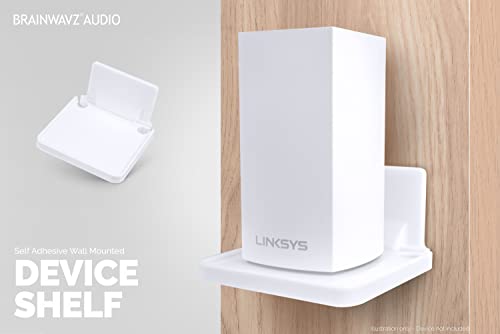 BRAINWAVZ Drill Free Wall Mount Shelf for Security Cameras, Baby Monitors, Speakers & More, Universal Holder, Strong Adheasive, Easy to Install, No Mess, Screwless (White) - color: White