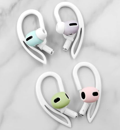3 Pairs Ear Hooks for AirPods Pro 3 (2025) AirPods Pro 2/1 AirPods 3/2/1 [360° Rotatable Multi-Dimensional Adjustable] Silicone Soft Anti-Slip Sports Clamp (Transparent & Pink & White) - color: Transparent & Pink & White