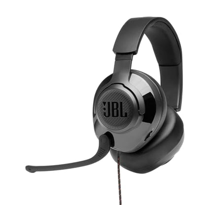 JBL Quantum 200 - Wired over-ear gaming headset with Voice focus directional flip-up mic and memory foam ear cushions (Black) - size: Large