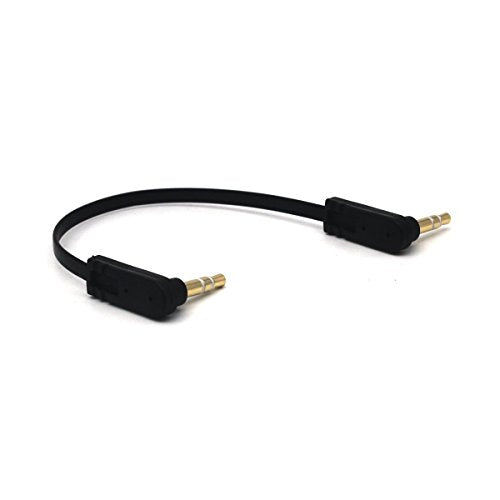 3.5mm Male Stereo Audio Flat Cable, 15cm, 2 Pack, Dual 90 Degree Angle Jack, 1/8" TRS Plug Headphone AUX Cord - color: Double Angle