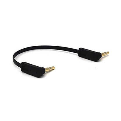 3.5mm Male Stereo Audio Flat Cable, 15cm, 2 Pack, Dual 90 Degree Angle Jack, 1/8" TRS Plug Headphone AUX Cord - color: Double Angle