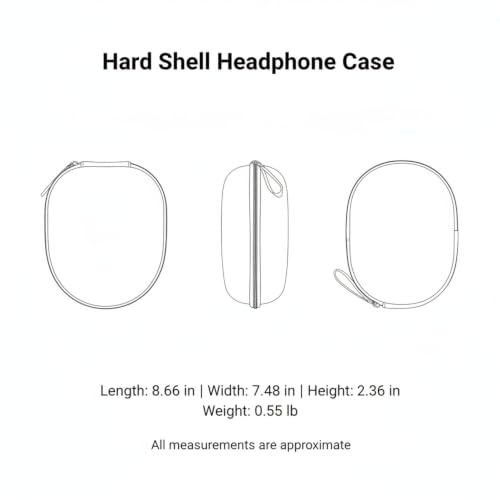 Multipurpose Hard Shell Case for Over-Ear Headphones, Rigid EVA Travel Protection Pouch with Zipper, Black