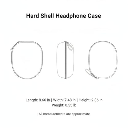 Multipurpose Hard Shell Case for Over-Ear Headphones, Rigid EVA Travel Protection Pouch with Zipper, Black