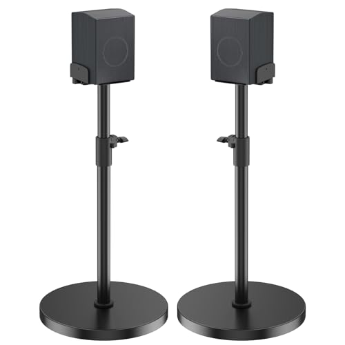 Speaker Stands Pair for Samsung Q990H/Q990F/Q990D/Q930H/Q930F Rear Speakers | Compatible With Samsung Q Series Speakers, 33.5″–40.5″ Height Adjustable, Built-in Cable Management, Weighted Base Stability