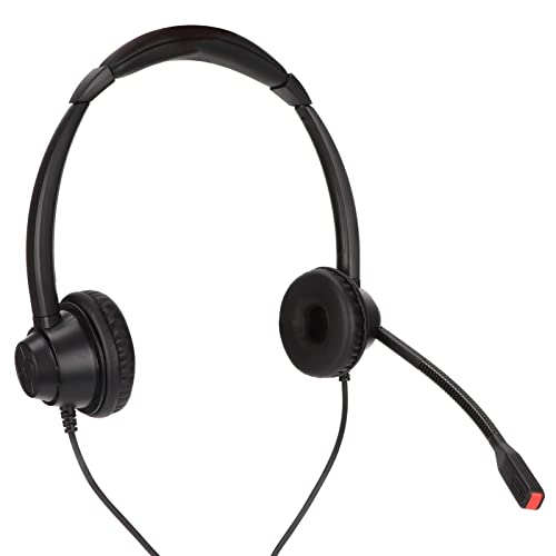 AstraLoom 2.5mm Business Headset Binaural Corded Headphones with HD Microphone for Call Center Telemarketing Home Office Black ABS H390D2.5VA