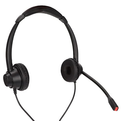 AstraLoom 2.5mm Business Headset Binaural Corded Headphones with HD Microphone for Call Center Telemarketing Home Office Black ABS H390D2.5VA