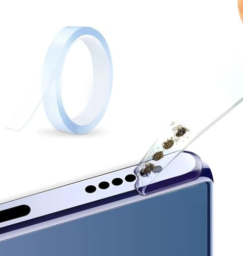 Cell Phone Cleaning Tools for iPhone Charging Port Dust Remover Tape, Phone Speaker Cleaner Accessory Kit Compatible with Camera, Airpod 4, iPad, Samsung, Pixel, Motorola etc -Transparent