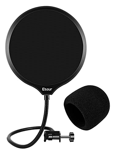 Yeti Microphone Pop Filter with Foam Windscreen [Custom Built for Blue Yeti Mic] 5.8 inch Diam 2 Layers high Density Pop Filter for Mic Cover Yeti Pop Screen (Cover Foam 1Pcs,Pop Filter 1Pcs) | 5.8in 2-Layer High Density Pop Filter & Foam Windscreen, Cust