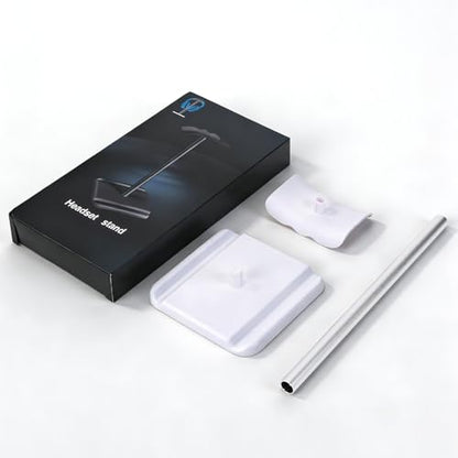 Headphone Stand for Desk, Headset & Earphone Holder with Phone Slot | Aluminum Pole, TPU-Padded Headrest, Anti-Slip ABS Base, Universal for Gaming & Office, Compatible with All Headphones - color: White