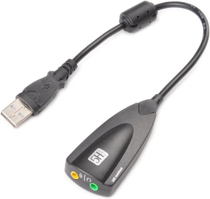 USB 2.0 External Audio Adapter, 7.1 Stereo Sound Card Dynamic 3D Surround Sound Card 5Hv2 Channel Converter to 3.5mm Headphone Microphone Jack for Computer Notebook