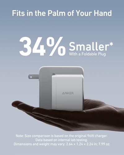 Anker Nano 100W MacBook Charger, 3-Port Fast Compact GaN USB Charger Block | With 1 Pack & 1 Cable for MacBook Pro/Air, Pixelbook, ThinkPad, Dell XPS, iPad Pro, iPhone 17 Series, Galaxy S23, and More - color: white