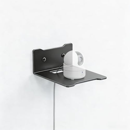Drillable No Drill Floating Shelves for Wall, Metal Wall Mount Shelves with Cable Access Hole - Carbon Steel Bracket for Camera, Living Room, Office, Bedroom Organization (Small) - size: Small