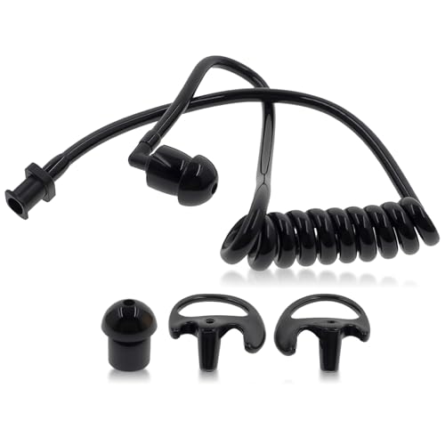 AUTOKYA Pair Black Accoustic Ear Tube Black Medium Earmold for Police Radio Earpiece