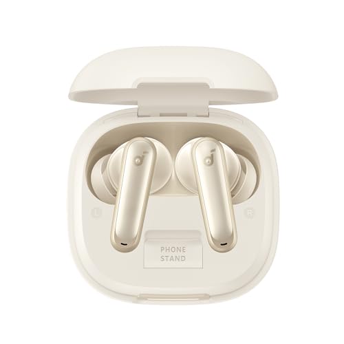 Soundcore P40i by Anker Noise Cancelling Earbuds with Adaptive ANC | Heavy Bass, 60H Playtime, 2-in-1 Case and Phone Stand, IPX5, Wireless Charging, Bluetooth 5.3 - color: Oat White
