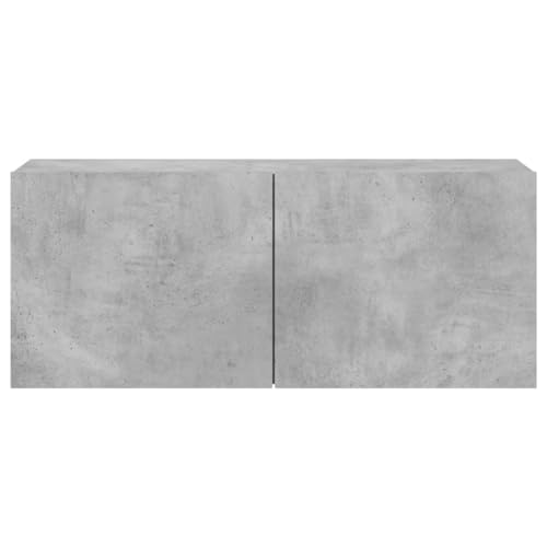 Wall-Mounted TV Cabinet, Modern Floating Media Console Shelf for Living Room, Concrete Grey Engineered Wood TV Stand Storage Unit 39.4x11.8x16.1