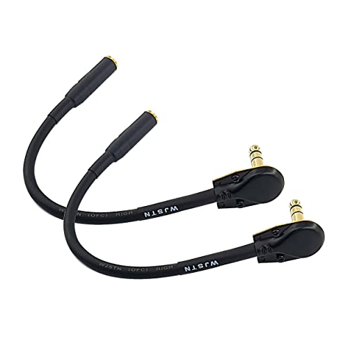 WJSTN Right Angle 1/4 TRS to 3.5mm Adapter Cable 6.35mm 1/4 Male to 3.5mm 1/8 Female Stereo Headphone Adapter 6in 2-Pack
